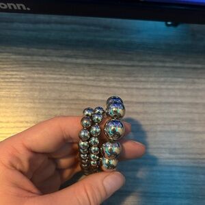 Silver Beaded Bracelet Set